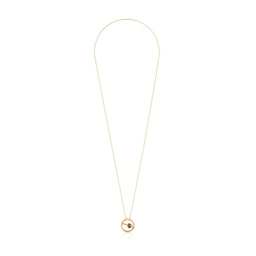 Large silver vermeil Hold Pendant with quartz