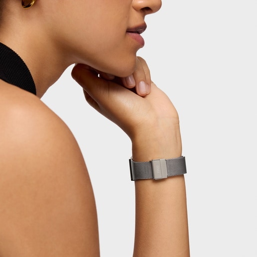 שעון אנלוגי D-Bear Party עם צמיד מפלדה בצבעי זהב ואפור