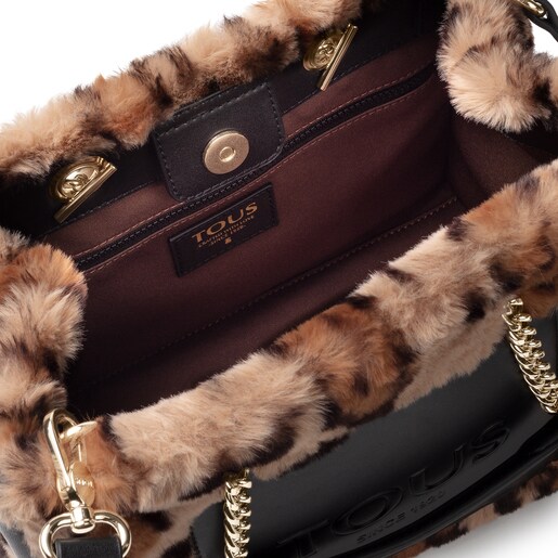 Medium beige and black Amaya Wild Shopping bag
