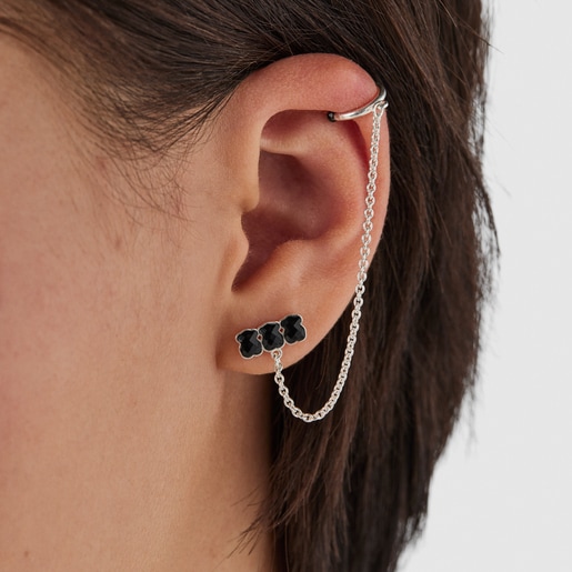 Mini Onix Earcuff in Silver with Onyx | TOUS