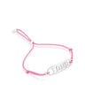 Pink nylon Bracelet with silver Logo