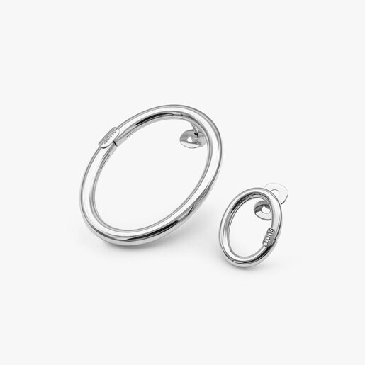 LARGE BASIC ROUND WIRE SILVER SINGLE EARRING