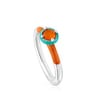 Silver TOUS Vibrant Colors Ring with carnelian and enamel