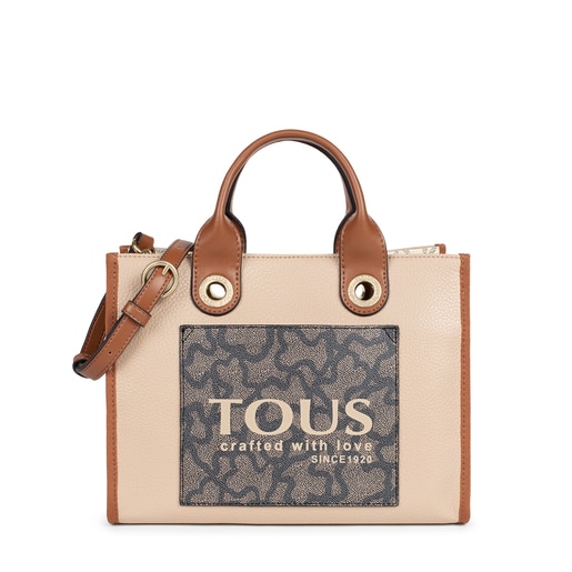 Mittelgroße Shopping-Tasche Amaya Kaos Icon in Braun und Beige