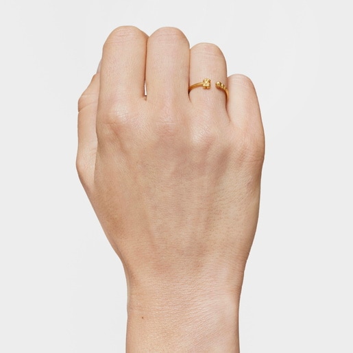 Small open Ring with 18kt gold plating over silver and motifs TOUS Grain