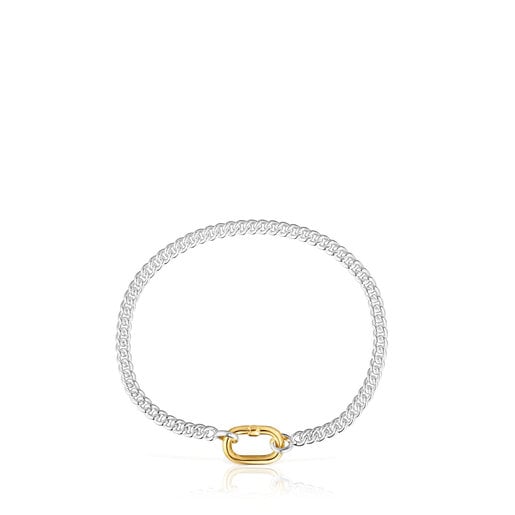 Bracelet en argent avec anneau bicolore Hold Oval