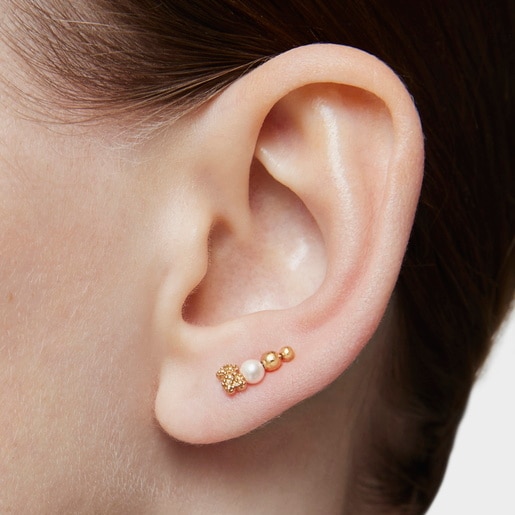 Climber Earring with 18kt gold plating over silver and cultured pearl TOUS Grain