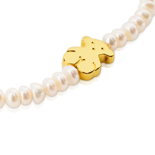 Gold Sweet Dolls Bracelet with pearls and medium Bear motif