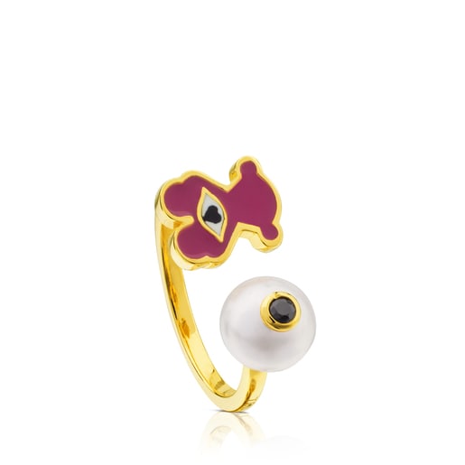 ゴールドコーティングシルバーのリング Face