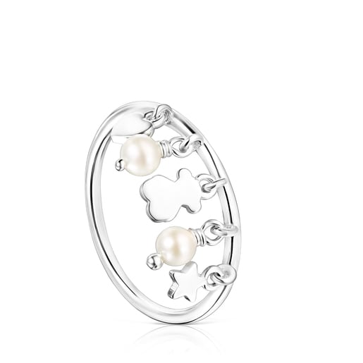 Anillo de plata perlas motivos oso, corazón y estrella Joy | TOUS