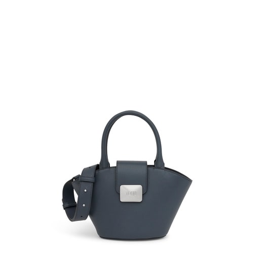 Μικρή τσάντα-καλάθι TOUS Lucia σε σκούρο γκρι χρώμα
