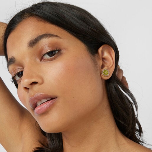 13-mm silver vermeil TOUS St. Tropez Cup Earrings with enamel