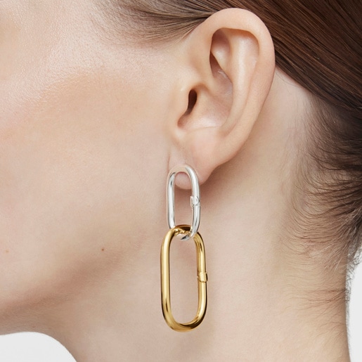 Anilla extra grande con baño de oro 18 kt sobre plata Hold Oval