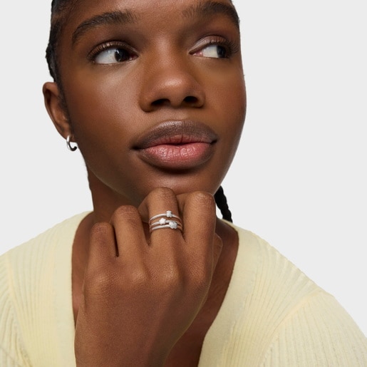 Set of three silver Bold Motif motif Rings