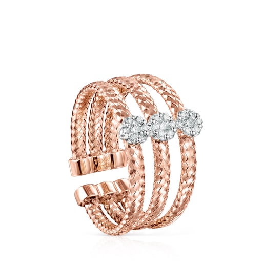 Тройное кольцо Light из розового золота с бриллиантами