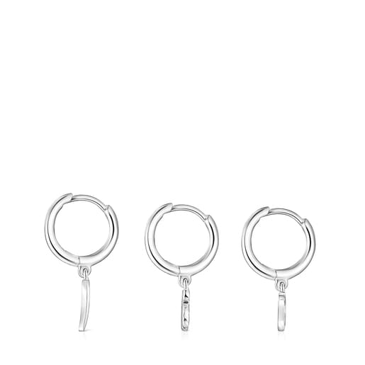 Silver TOUS Good Vibes Hooped earring Set