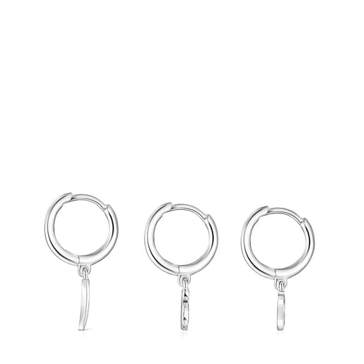 Silver TOUS Good Vibes Hooped earring Set | TOUS