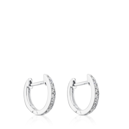 עגילי חישוק TOUS Les Classiques מזהב לבן עם יהלומים