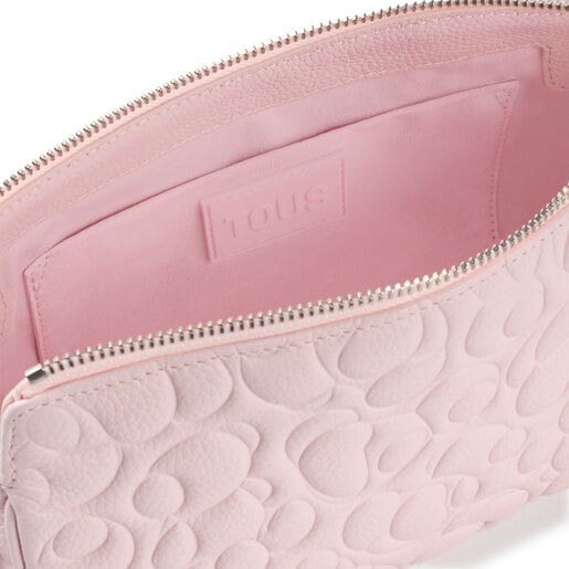 Μεγάλη τσάντα χιαστί TOUS Greta από δέρμα σε ροζ παλ χρώμα