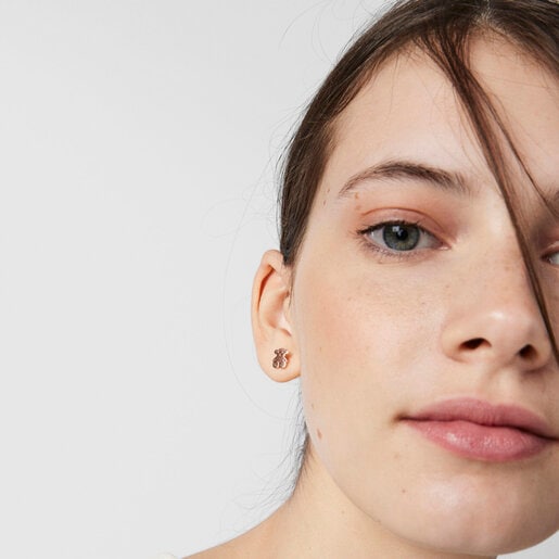 Pendientes con baño de oro rosa 18 kt sobre plata Sweet Dolls