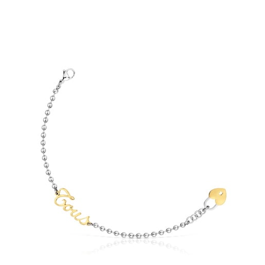 Two-tone steel Chain bracelet with heart charm TOUS Charming