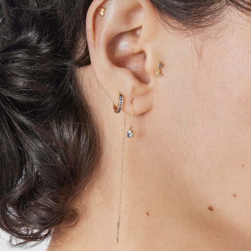 Gold Ear piercing with iolite and heart motif Cool Joy | TOUS