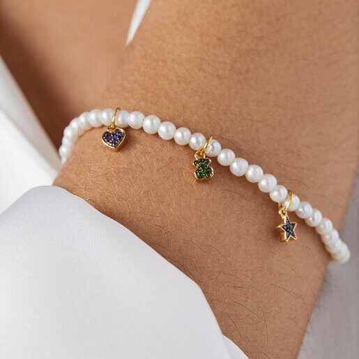 パールにジェムストーンのモチーフがあしらわれたブレスレット TOUS New Motif