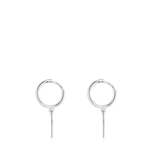 十字架モチーフを添えたシルバーのフープピアス TOUS Motif