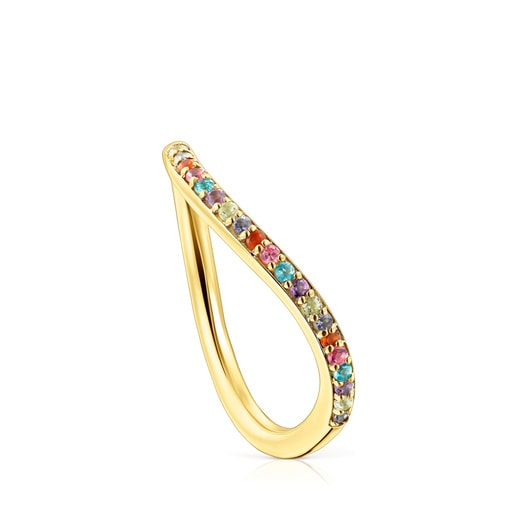 Anello con placcatura in oro 18 kt su argento e gemme TOUS Vibrant Colors