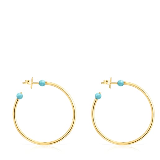 Aretes grandes Batala con baño de oro 18 kt sobre plata con Howlita