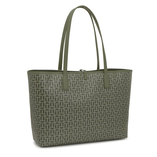 حقيبة أحمال خفيفة كبيرة الحجم بوجهين مزدوجة الاستخدام باللون الكاكي من تشكيلة TOUS Manifesto