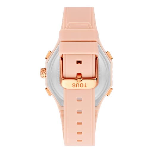 Nude-colored IPRG Steel analog/Digital Watch with pink nylon Bracelet Bet