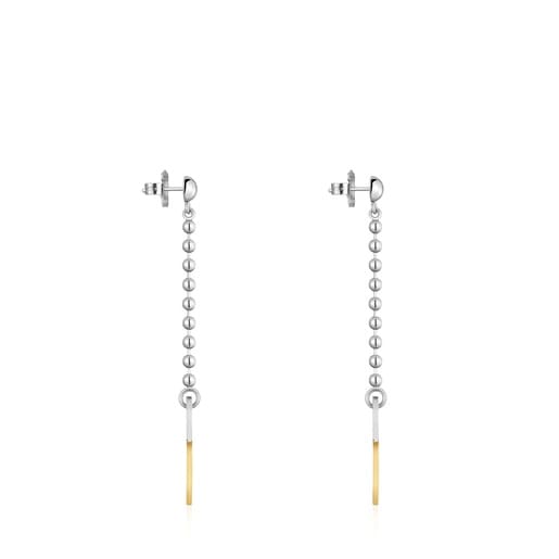 Long two-tone steel Earrings with heart charm TOUS Charming