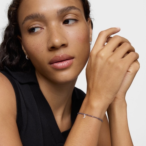 Pulsera elástica con iolitas y luna de plata TOUS Motivos