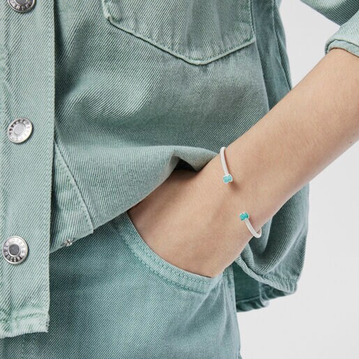 Fine Silver Mesh Color Bracelet with Amazonite