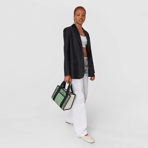 תיק קניות TOUS Kaos Mini Evolution Amaya בגודל בינוני בצבע חאקי