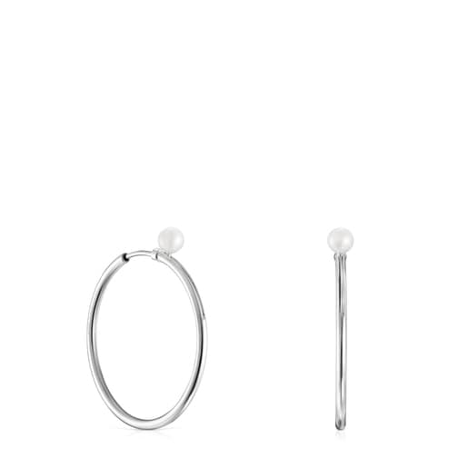 Boucles d’oreilles TOUS Basics moyennes en Argent avec Perle