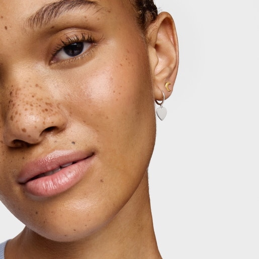 Silver Hoop earrings with heart motif TOUS Motifs