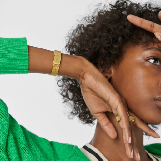 Браслет Mesh из стали с золотистым ионным напылением