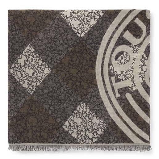 Brown jacquard Kaos Mini Stamp Scarf