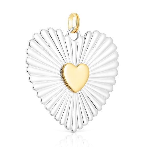 Pendente a cuore in argento e argento vermeil grande Iris Motif