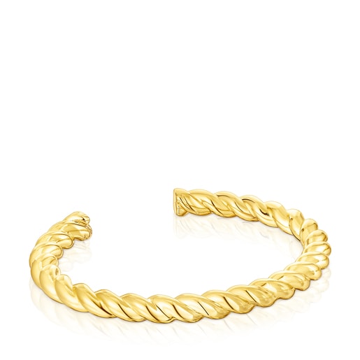 Pulsera rígida con baño de oro 18 kt sobre plata Twisted