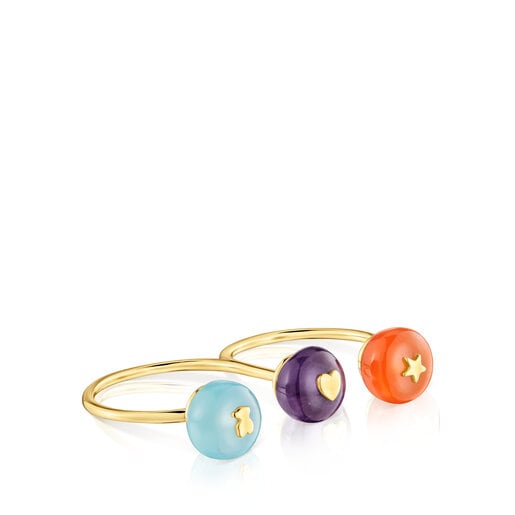Gold and gemstones double Open ring TOUS Balloon