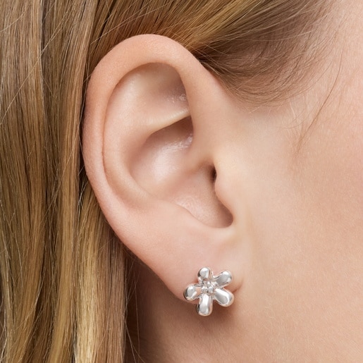 Silver flower Earrings Daisy