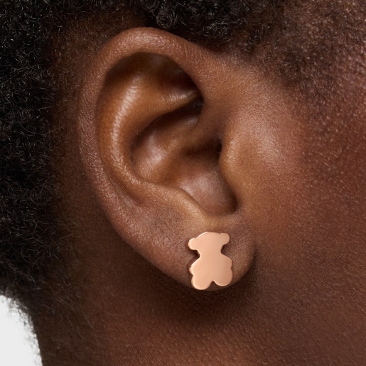 6 mm bear Earrings with 18kt rose-gold plating over silver TOUS Sweet Dolls