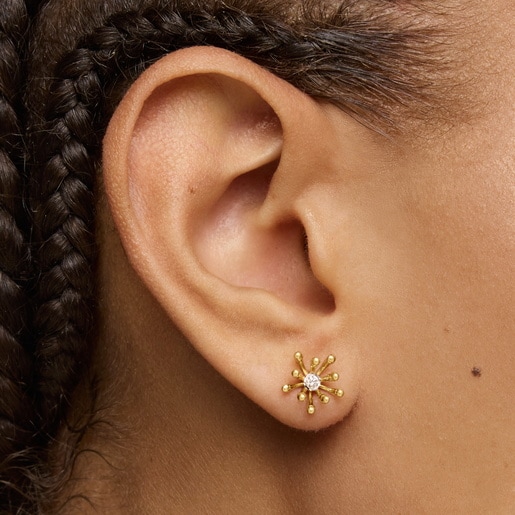 Gold Earrings with diamonds Daisy