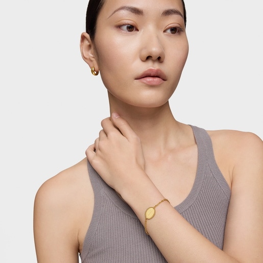 18kt gold plating over silver chain Bracelet with plaque TOUS Mama
