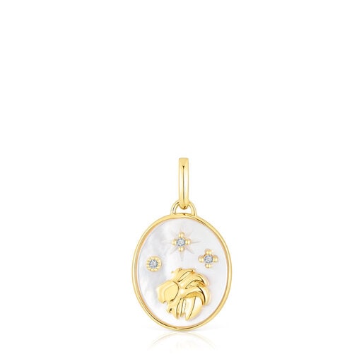 Pingente Leão em prata vermeil com madrepérola e topázios TOUS Horoscope