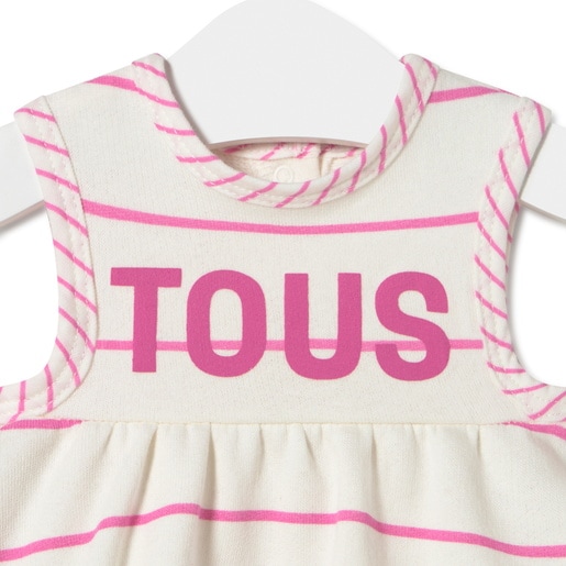 Girls stripy dress in Vibrant pink