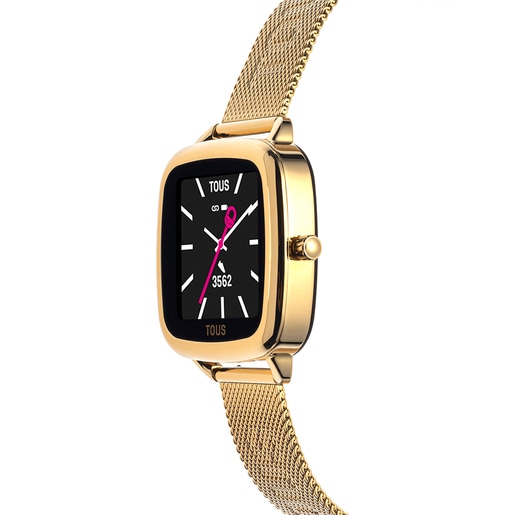 Montre smartwatch avec bracelet en acier IPG doré D-Connect